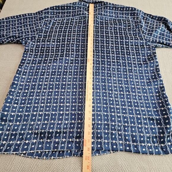 VTG 90s Pelle Pelle Marc Buchanan Men's Shirt 3XL Geometric Print Button-Up Blue - Picture 12 of 14
